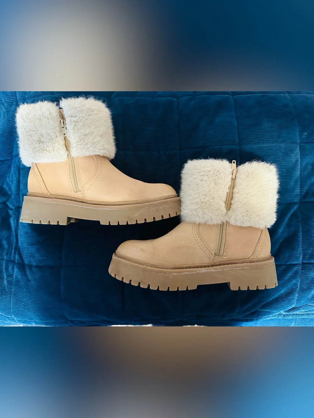 Zara Girls Tan Faux Fur Lined Winter Boots